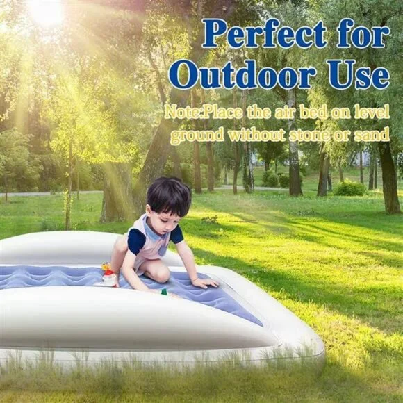 Inflatable Kids Travel Bed Toddler Air Mattress Set - Portable Blow Up Mattress